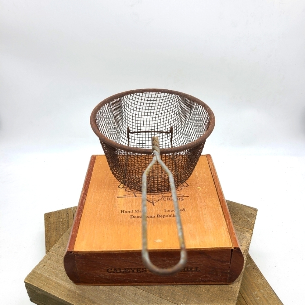 Vintage Fry Basket / Patina'ed / Decor